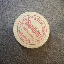 Vintage Sambo's Restaurant Wooden Nickel Token 10¢ Cup of Coffee 
