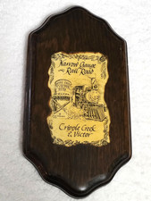 Narrow Guage Cripple Creek & Victor Railroad Handmade Wooden Plaque Wood Vtg picture