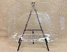 Vtg INDIANA GLASS Pineapple & Floral Depression Glass Oval Platter Clear 11