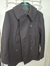 Vintage 30s PEA COAT US NAVY WWII 10 Buttons Size 34 Wool picture