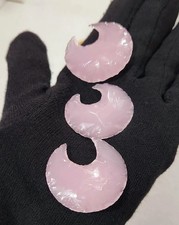 Handmade Pink Rose Quartz Glass Crescent Moon 30–35mm Healing Crystal picture