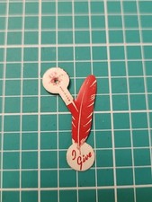 Vtg American Red Cross I Give Red Feather Silver Tone Lapel Pin picture
