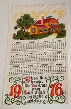 Vintage 1976 Cloth Kitchen Calendar Tea Towel Bless This House GINDI INTL picture