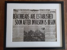 D-Day June 6, 1944 Newspaper | Framed Reprint Newspaper | Cincinnati Times-Star picture