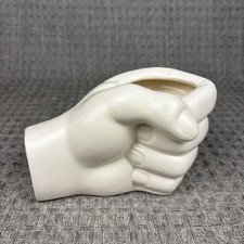 Vintage Teleflora Fist  Hand Planter Vase White Ceramic 1982 Kitsch Retro Decor picture