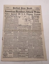 Original Vintage February 1 1944 Portland Press Herald Newspaper WWII Wake Isla picture