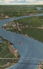 Postcard MI Port Huron Blue Water International Bridge Linen Vintage PC H4904 picture