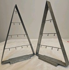 Pair of 2 Pottery Barn Medium Galvanized Iron Christmas Ornament Trees 15