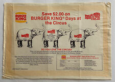 Vintage Ringling Brothers Circus 1979 Burger King Placemat Boston picture