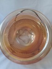 Bowl Federal Amber Glass Rolled Rim Ribbed Iridescent 7.5