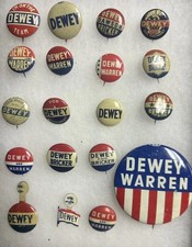 Lot of 19 Thomas Dewey pinback button pin tab picture