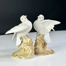 Vintage Lefton KW2291 White Dove Figurines Pair Japan Grandmillennial Bird Decor picture