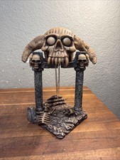 Resin Horned Skull Sickle Blade Gothic Grim Reaper Death Decor Statue Figure picture