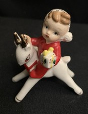 VINTAGE DELICATE BABY on REINDEER Candleholder JAPAN NORCREST NAPCO Holt Howard? picture