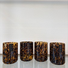 Rachel Zoe Tortoise Shell Drinking Glasses Set of 4 Chic Barware NEW picture