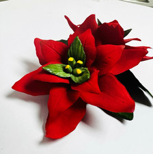 Vintage Capodimonte Porcelain Poinsettia Christmas Flower Made in Italy 3D picture