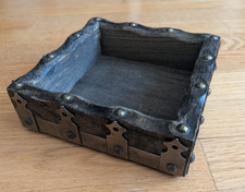 VTG Enesco Mens Wood & Metal Valet Catchall Tray - Brutalist Spanish Revival picture