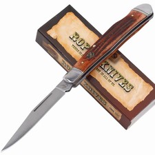 Roper Knives Lockback Trapper Folding Knife Brown Jigged Bone Carbon Steel Blade picture