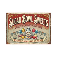 Vintage Advertising Sign Print Sugar Bowl Candy Retro 1940s, 5