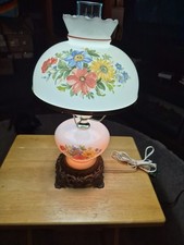 VINTAGE 1971 L&LWMC GWTW HURRICANE PARLOR FLORAL TABLE LAMP 23 1/2
