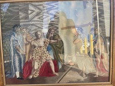 Antique Georgian Silkwork Embroidery Jephtha's Vow Mary Taylor 1809 Label 22X17 picture
