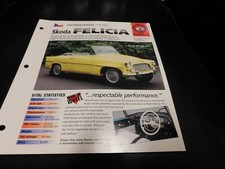 1958-1964 Skoda Felicia Spec Sheet Brochure Photo Poster 59 60 61 62 63 picture