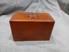 Vintage West Germany Playing Cards 2 Decks Decorative Wooden Storage Box picture