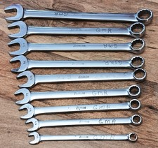 Snap-on Tools 9 Pc. Flank Drive 12pt Combination Wrench Set SAE 5/16