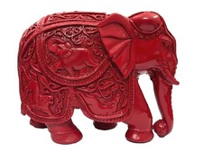 Feng Shui Red Elephant Showpiece | Polyresin Vastu Decor for Wealth & Luck 19 cm picture