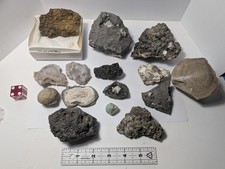 Vintage Mineral Specimen Lot 15pc Unlabeled Rough Agate Crystal Chalcedony ~5Lbs picture
