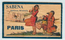 SABENA AIRLINES to LONDON / PARIS - Scarce & Beautiful early Luggage Label, 1924 picture