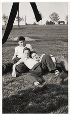 AFFECTIONATE BOYS Vintage Old Photo Boy Teenagers Lying on Each Other Smoking  picture