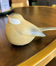 Glass Bird Figurine Matte Finish 3D Effect Beige Gray White Contemporary picture