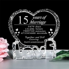 Fifteen 15 Year Marriage Gifts for Her 15th Anniversary Crystal Paperwei picture