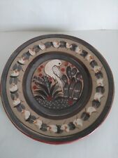 Vintage Tonala Mexico Folk Art Pottery Decorative Wall Hanging Plate Bird 12