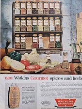 1961 Watkins  Gourmet Spices Herbs Spice rack  vintage ad  picture