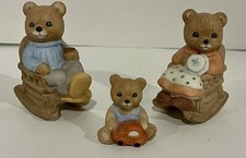 VINTAGE Homco Home Interior #1470 Rocking Chair Bears Figurines Set of 3 Family picture