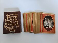 Antique New York Consolidated Triton Playing Cards - Kittens 1900 picture