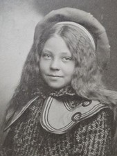 Antique Victorian Photo Young Girl Extremely Long Hair Sailor Collar c1900 picture