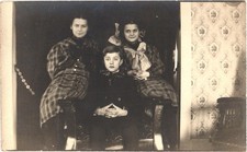 Children Moyer Family RPPC Real Photo Postcard c1910s Plaid Dresses Unposted picture