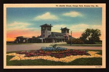 POSTCARD : MISSOURI - KANSAS CITY MO - SWOPE PARK SHELTER HOUSE LINEN picture