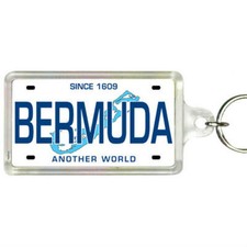 Bermuda Caribbean License Plate Acrylic Rectangular Souvenir Keychain 2.25