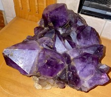 Large Purple Amethyst Quartz Crystal Cluster on Matrix Display Specimen picture