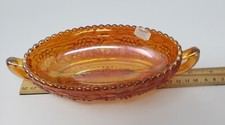 Imperial Rubigold Carnival Glass Pickle Dish Leaf Grapes Vintage Glassware picture