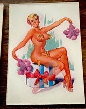 VINTAGE 1950'S BURLESQUE 2 PHASE VARI-VUE RISQUE FAN LADY FLICKER NOS + 1 Risque picture