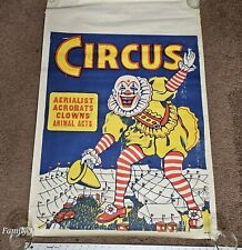 Original 28x42 Circus Poster LARGE Scary Clown Areialist Acrobats Clowns Animal picture