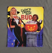 Budweiser 1990 Poster Halloween I Want to Drink Your Bud Wolfman Advertisement picture