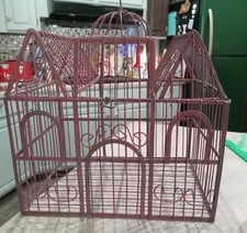 Rare Vintage Ornate Metal Wire Birdcage Victorian Bird House Dome Scrolls picture