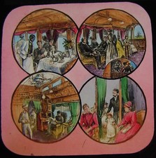Glass Magic Lantern Slide INTERIOR OF AN AMERICAN TRAIN NO1 C1893 USA RAILWAY  picture