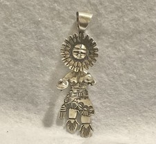Vtg Navajo Teddy Silversmith Sterling  Articulated Sun Face Kachina Pendant picture